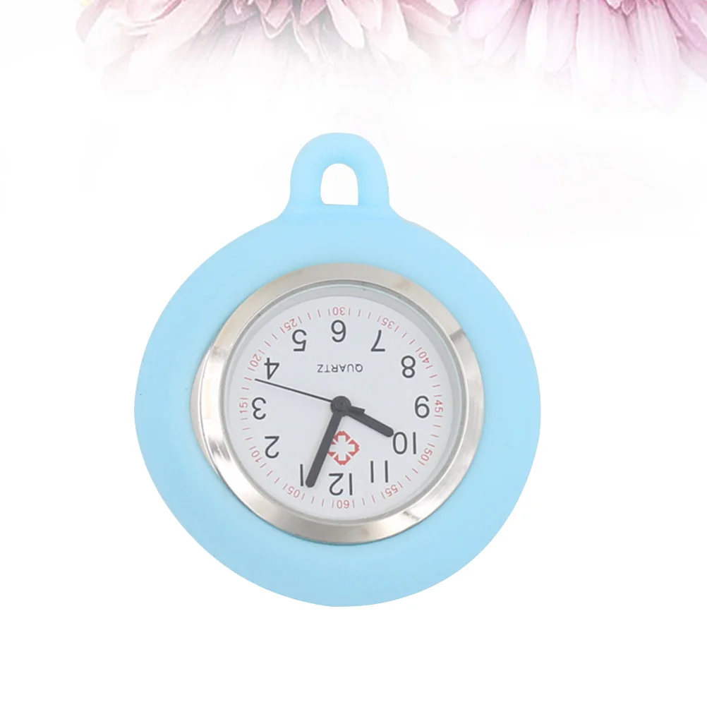 

Nurse Watch Silicone Case Light Blue Without Lanyard Portable Hanging Pocket Medical Watch for Nurses Doctors Medical