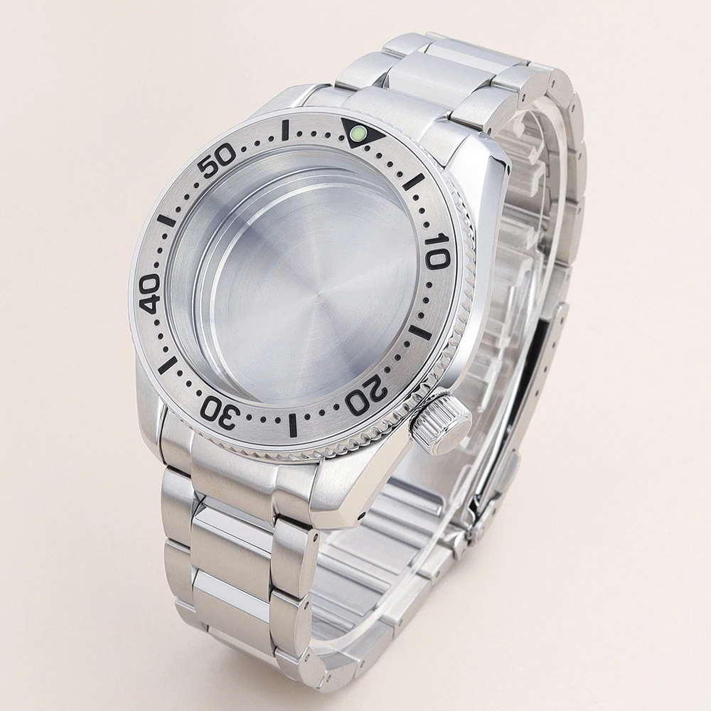 

42mm Silvery Steel Watch Case Sapphire Crystal For Mod SPB185/SPB187J1 Seiko NH35 NH36 NH34/38 Automatic Movt Solid Bottom cover
