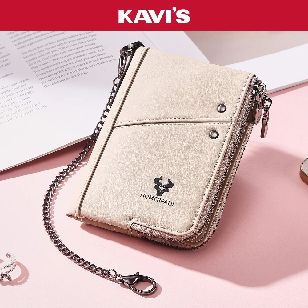 100% Genuine Leather Short Wallets for Women Luxury Designer Coin Purse RFID Female Money Clip Card Holder Short