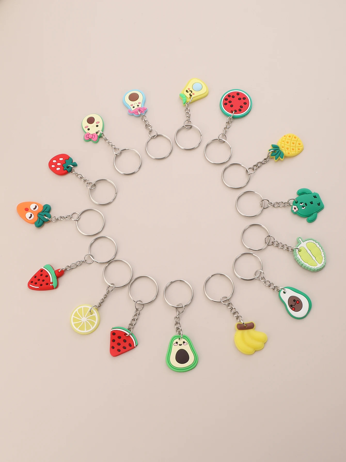 16pcs/set Cute Summer Fruits Watermelon Keychain Party Favors Goodie purse Bags Backpack Gifts For Birthday Party Keyring