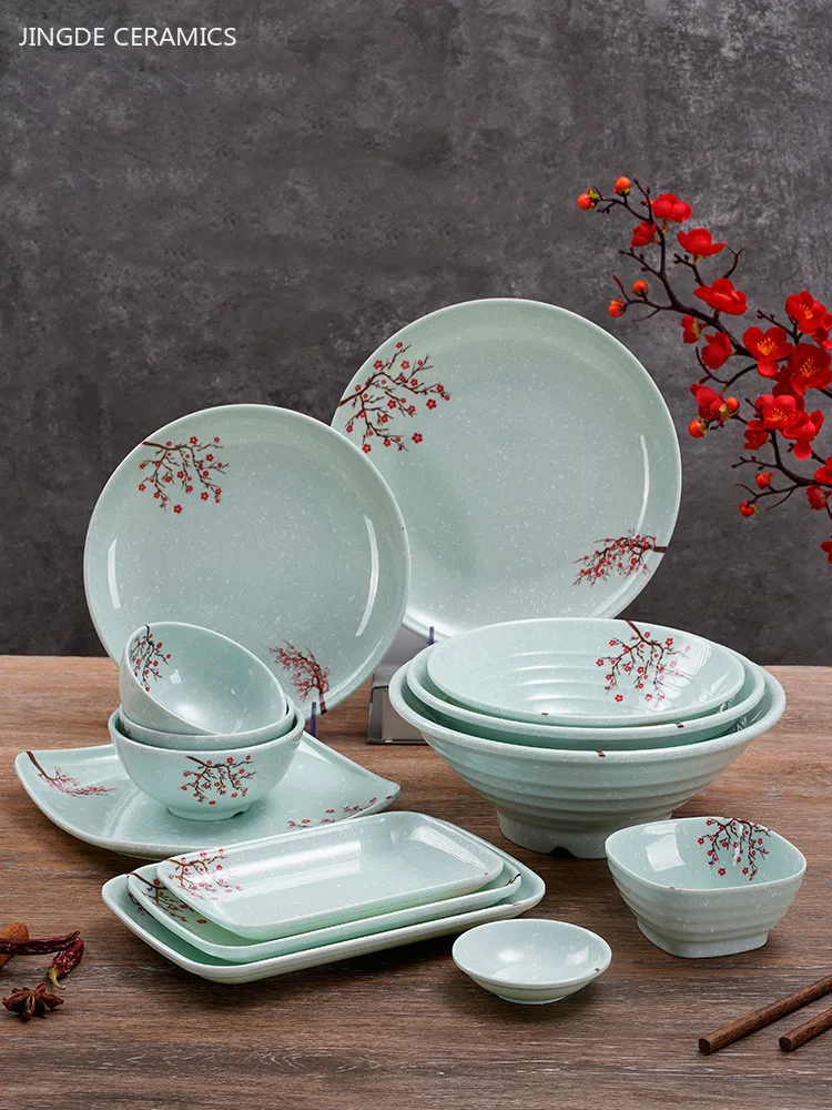 1Pc Not Easily Broken Melamine Tableware Restaurant Business Ramen Bowl Plastic Salad Plate Kitchen Cutlery Accessories