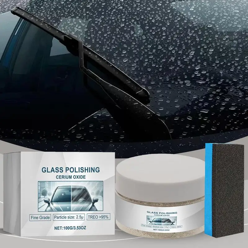 

100g Efficient Car Windshield Scratch Polishing Liquid Professional Vehicle Window Refurbishing Polishing Liquid With Sponge