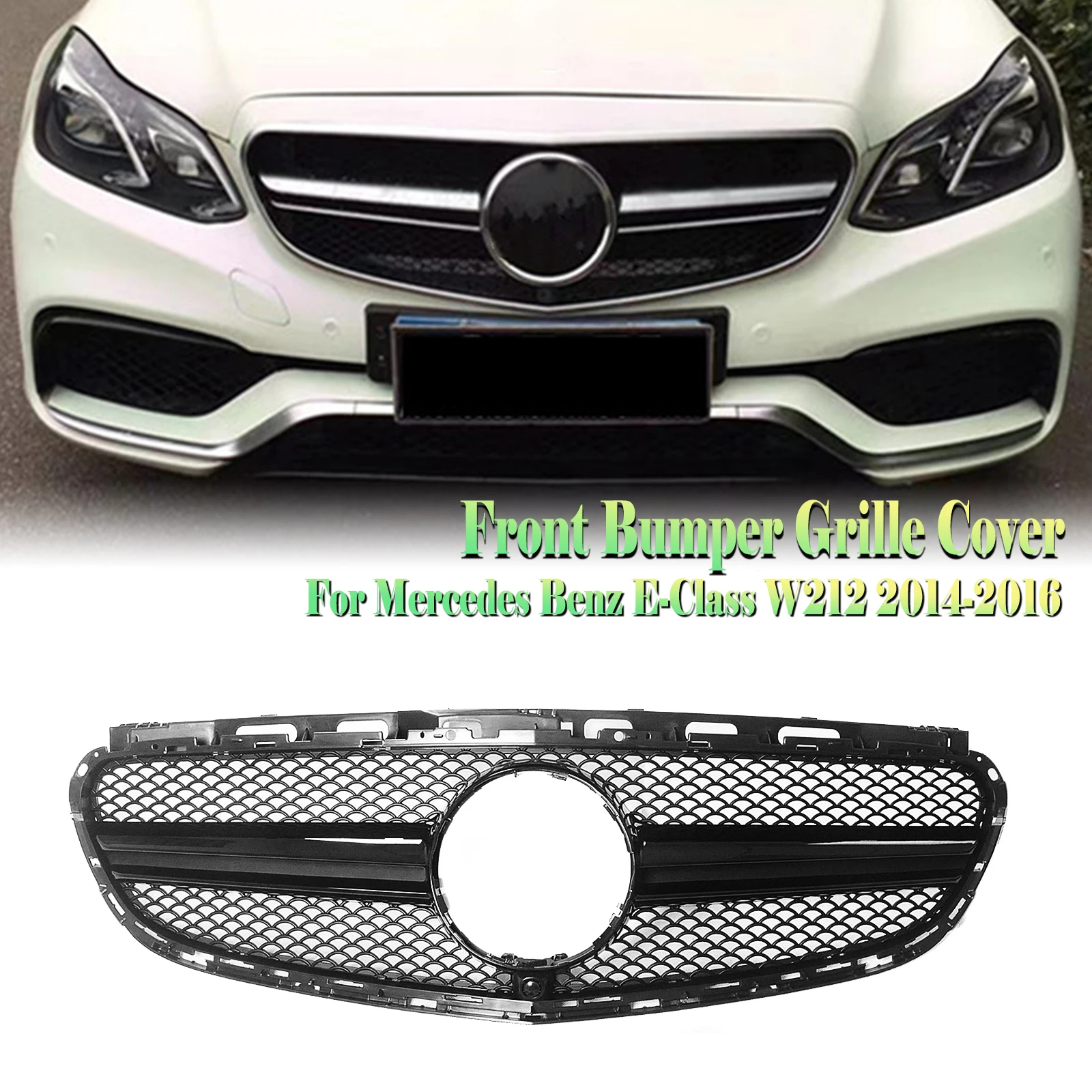 Racing Grill For Mercedes Benz E Class W212 2014-2016 E200 E250 E300 E350 AMG Style Front Grille Car Upper Bumper Hood Mesh Grid