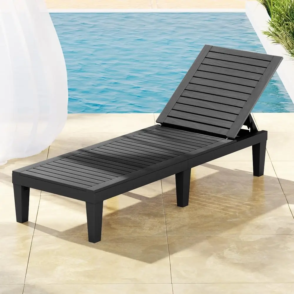 Sun Lounge Muebles de exterior reclinables ajustables para patio, color negro ligero