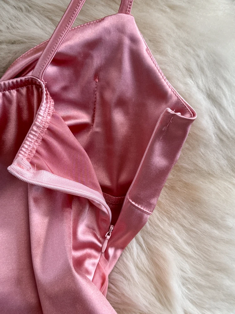 Foamlina-vestido de satén de verano para mujer, minivestido Sexy con tirantes finos recortado, sin mangas, sin espalda, ajustado, de malla, de retazos, para fiesta