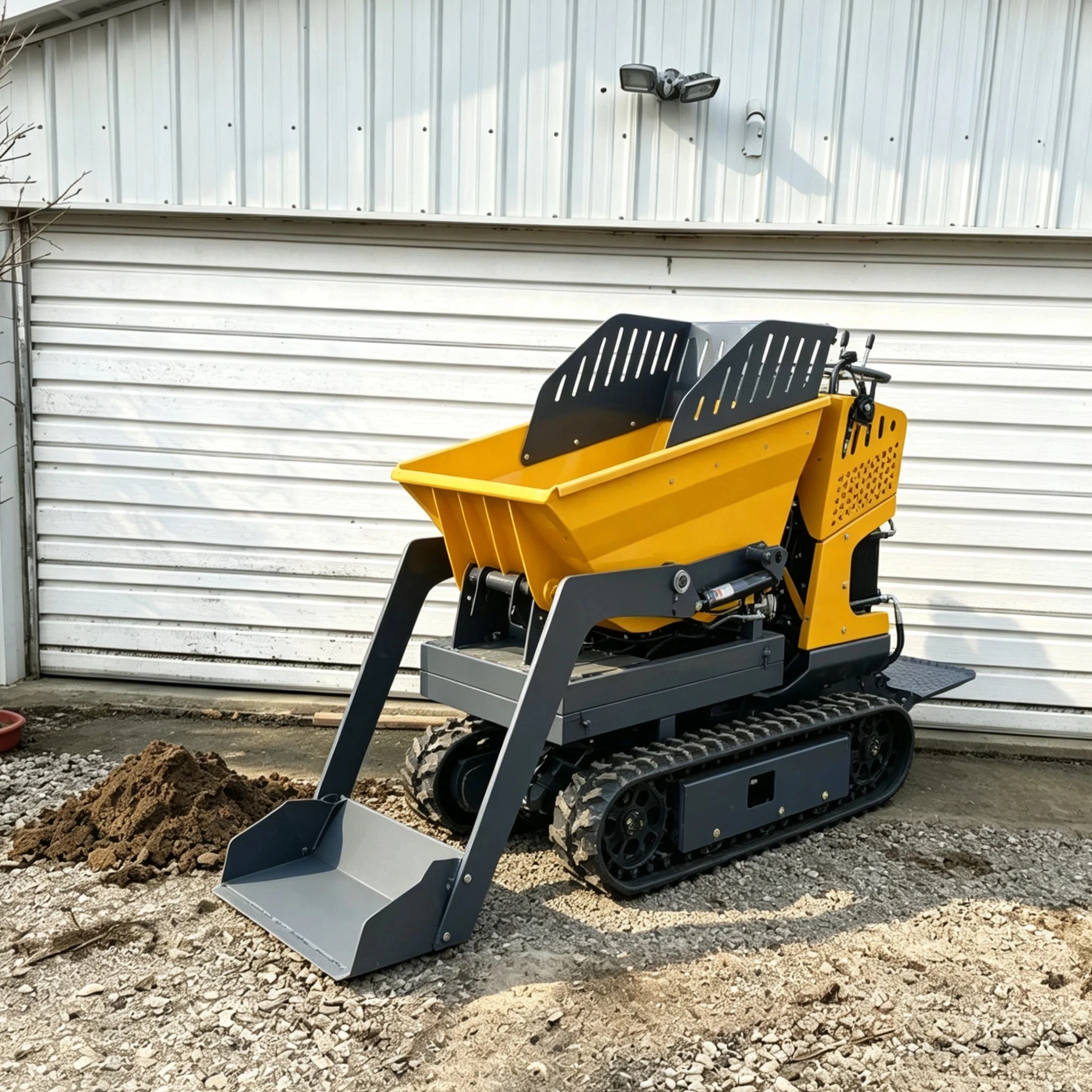 Mini-dumper portatif sur chenilles en caoutchouc, 0,5 tonne, basculant hydrauliquement, pour travaux agricoles, vergers, construction et transport, personnalisable