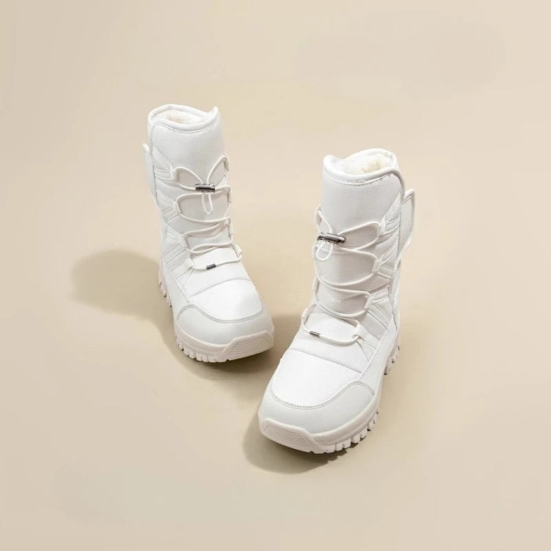 أحذية الثلوج الدافئة غير القابلة للانزلاق في شمال شرق، أحذية تزلج مرتفعة من الصوف القطني المقاوم للبرد ونعل سميك #2