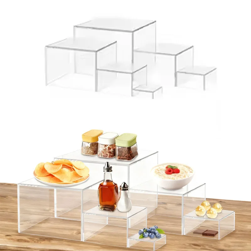6Pcs Buffet Riser Food Display Stands Stackable Table Dessert Cake Party Buffet Display Decorating Box 6 Different Sizes