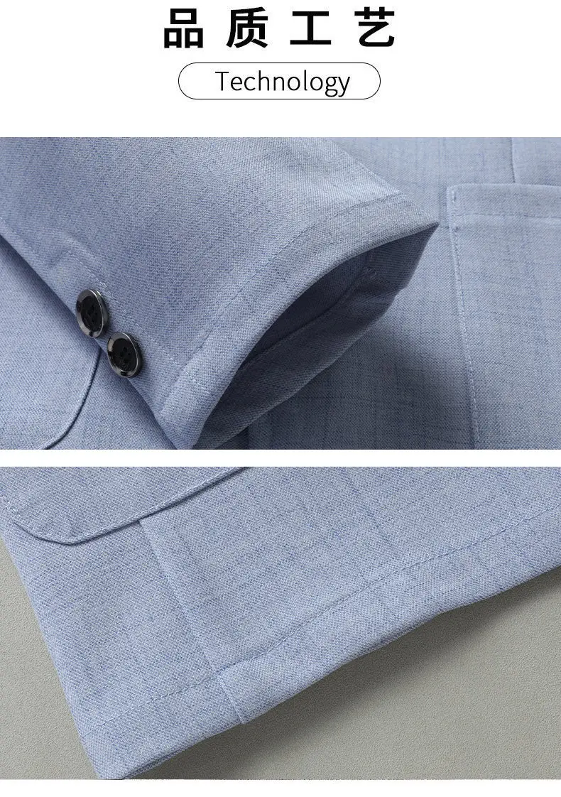 30% Leinen-Blazer - Stilvoller Business-Anzug für Herren im Britischen Gentleman-Stil, Trendiger Atmungsaktiver und Vielseitiger Casual-Blazer – Detail 6