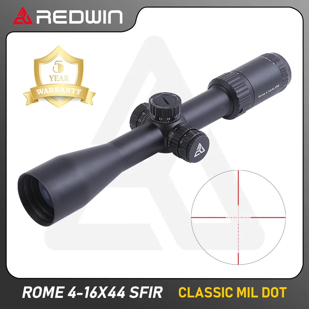 Red Win Edgeless 30mm Monotube 1/10Mil Turret Mil Dot Reticle R/G Illumination 15 yds Focus Rome 4-16x44 Hunting Scope Fit .223