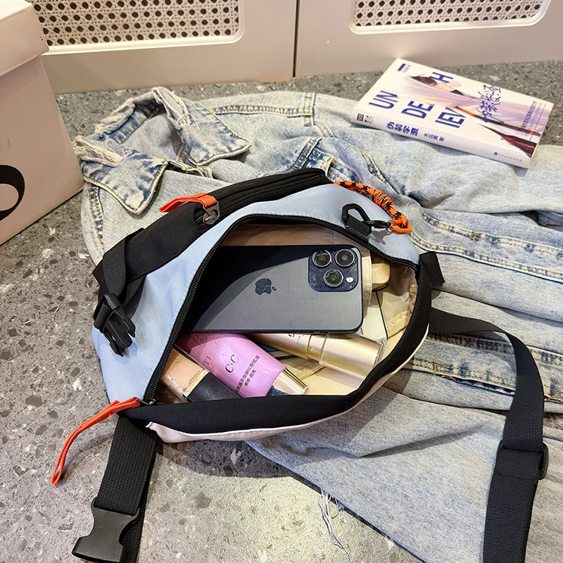 New Contrasting colors Chest Rig Bag Women Fanny Pack Streetwear Chest Bags Unisex Nylon Hip hop Waist Bag Girls Phone pocket