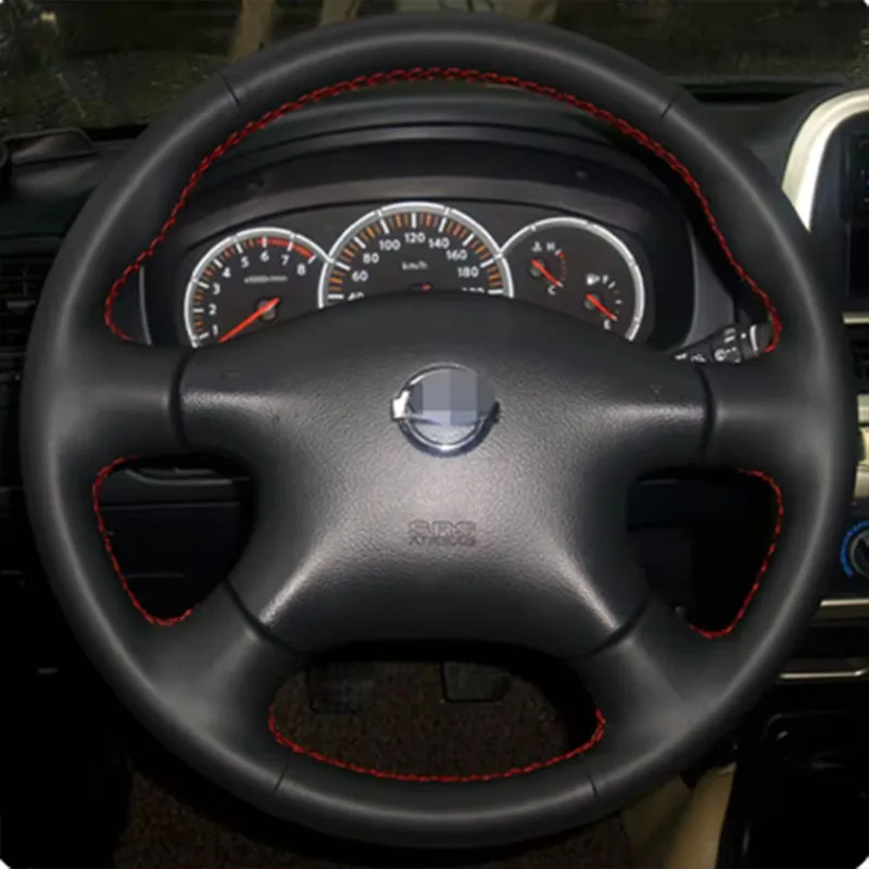 Hand-Stitched Non-Slip black genuine Leather Car Steering Wheel for Nissan Almera N16 Pathfinder Primera Paladin X-Trail