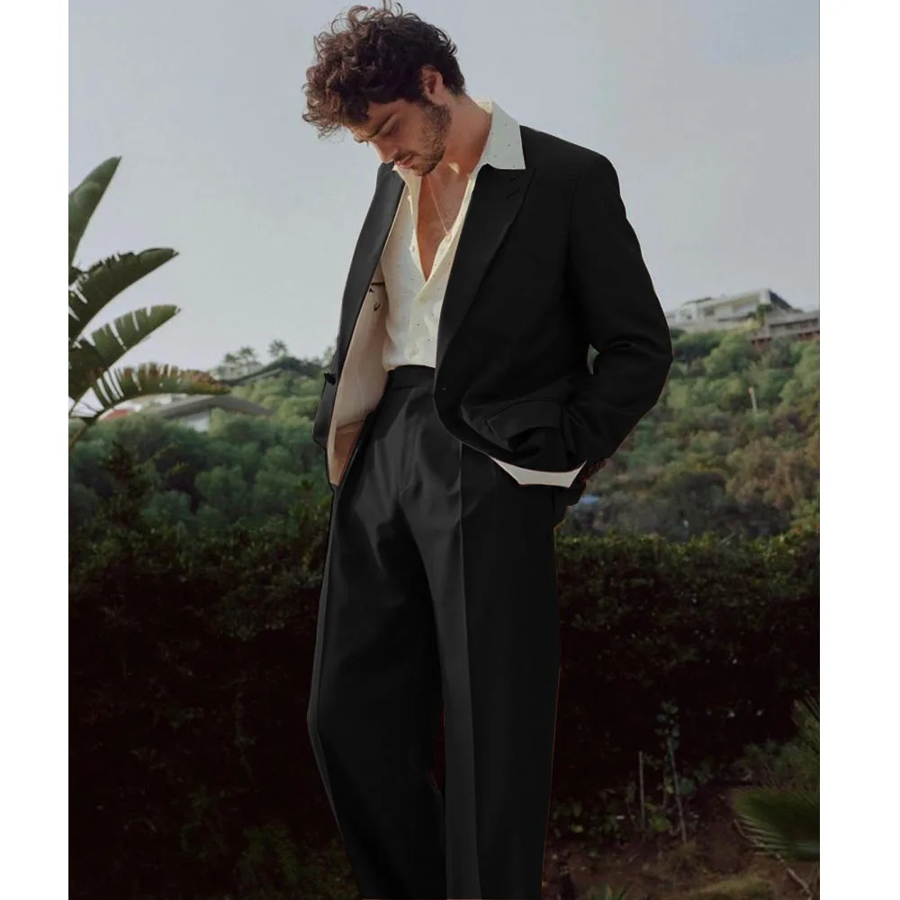 Blazers trempés français à simple boutonnage pour hommes, vestes classiques, affaires décontractées, printemps, été, nouveau, serge, 2 pièces