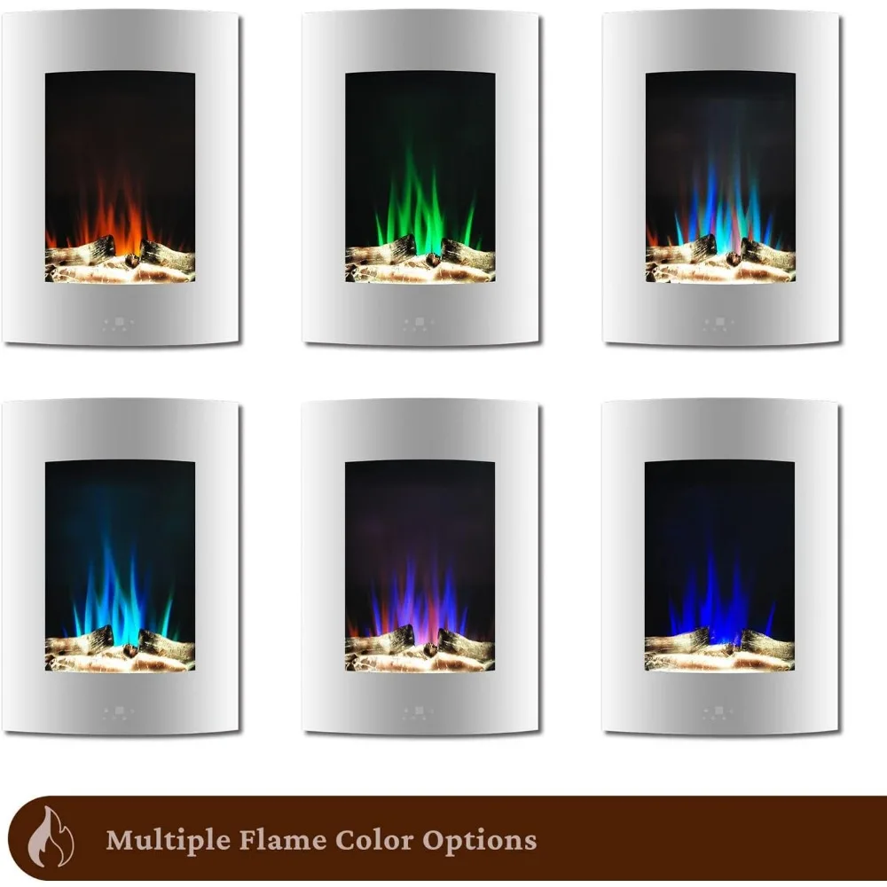 Calentador de chimenea montado con llama Multicolor, pantalla de registro de madera de deriva, calor ajustable, remoto