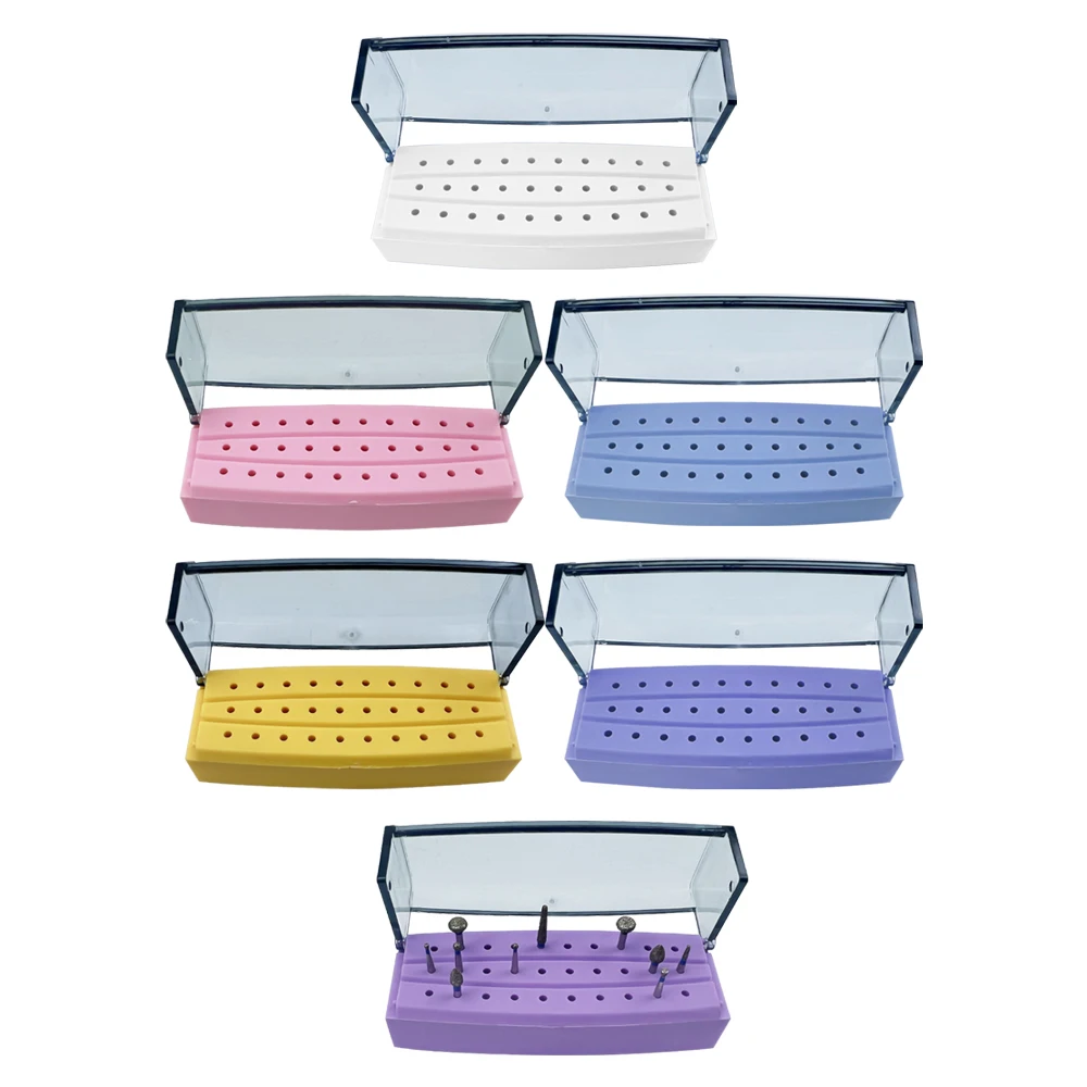 30 Holes Dental Disinfection Box Plastic Burs Drill Diamond Sterilization Case Holder Block Dentist Tools Dentistry Instruments