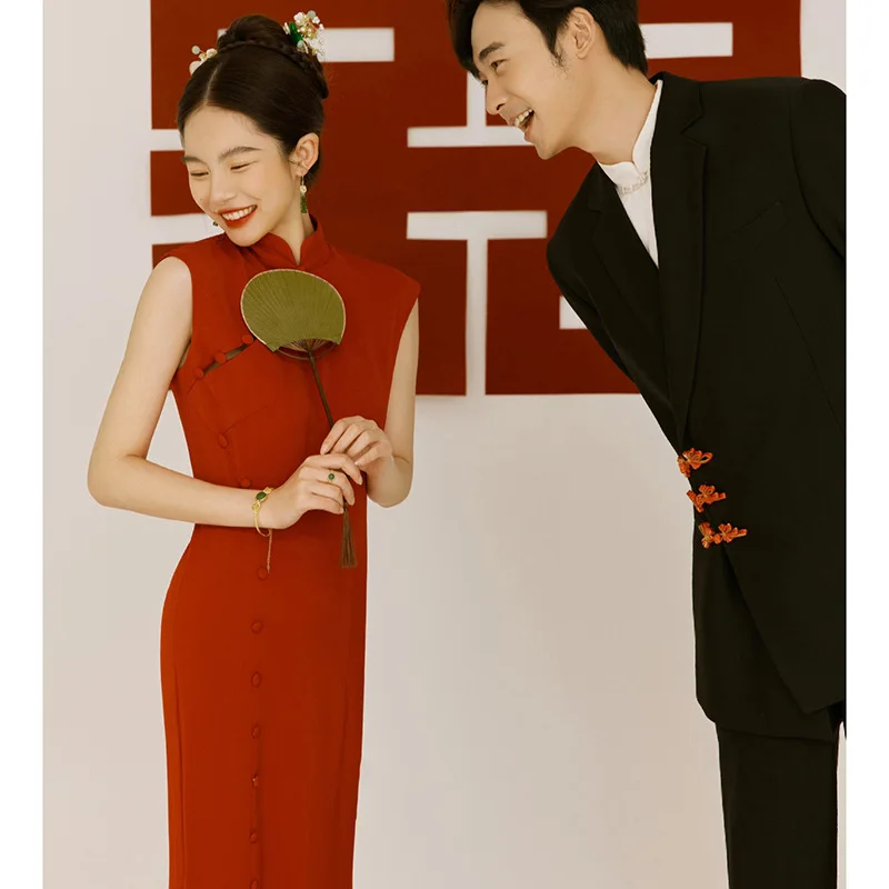 Cheongsam Toast Dress Retro Wedding Dress For Brides Small Split Slimming And Slimming Improved Cheongsam  Customized