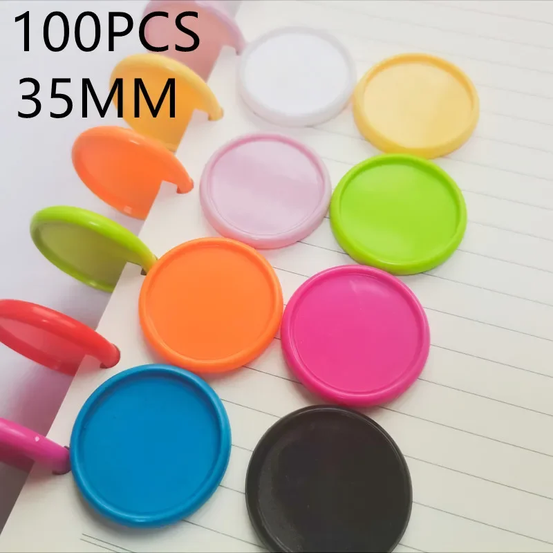 35MM100PCS plastic solid binding ring buckle, T-shaped mushroom hole loose-leaf notepad DIY special binding consumables.