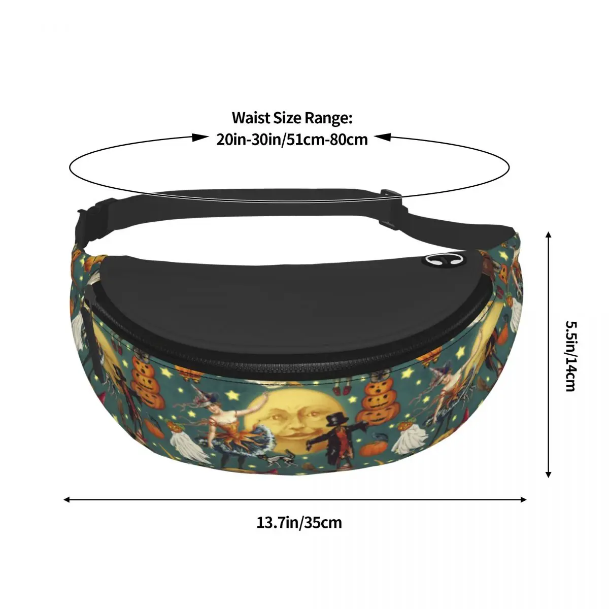 خمر أشباح الهالوين الساحرات الهيكل العظمي القطط الكولاج حزمة مراوح لتشغيل النساء الرجال Crossbody الخصر حقيبة الهاتف المال الحقيبة