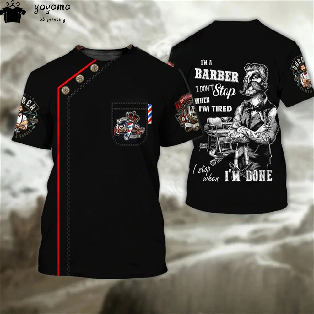 الحلاق ملابس العمل ثلاثية الأبعاد تي شيرت مطبوع الرجال النساء موضة تي شيرت قصير الأكمام المتضخم بلايز تيز ملابس العمل التي شيرت ملابس رجالي جديد