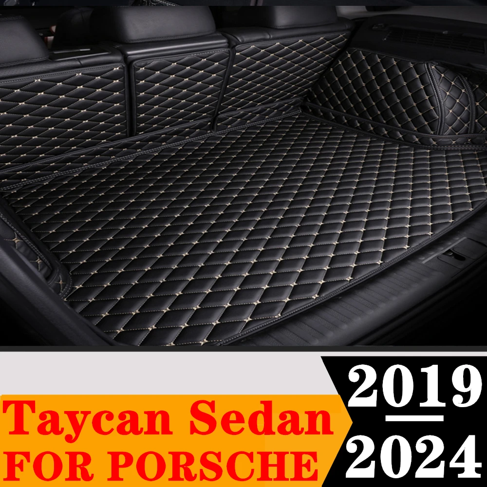 Custom Full Set Car Trunk Mat For Porsche Taycan Sedan 2024 2023 2022 2021 2020 2019 Rear Cargo Liner Tail Boot Tray luggage Pad