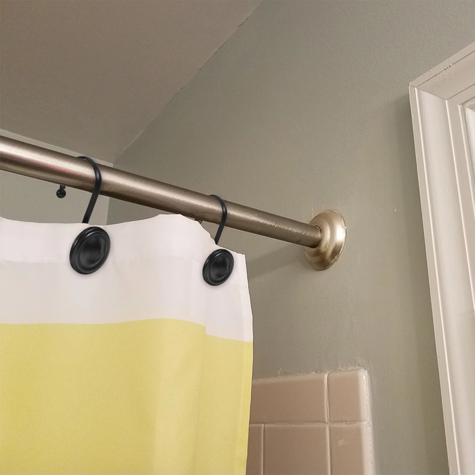 

12pcs Shower Curtain Iron Bathroom Hooks Metal Curtain Hangers Decorative Household Bath Accessories Reusable Shower Rod Hooks