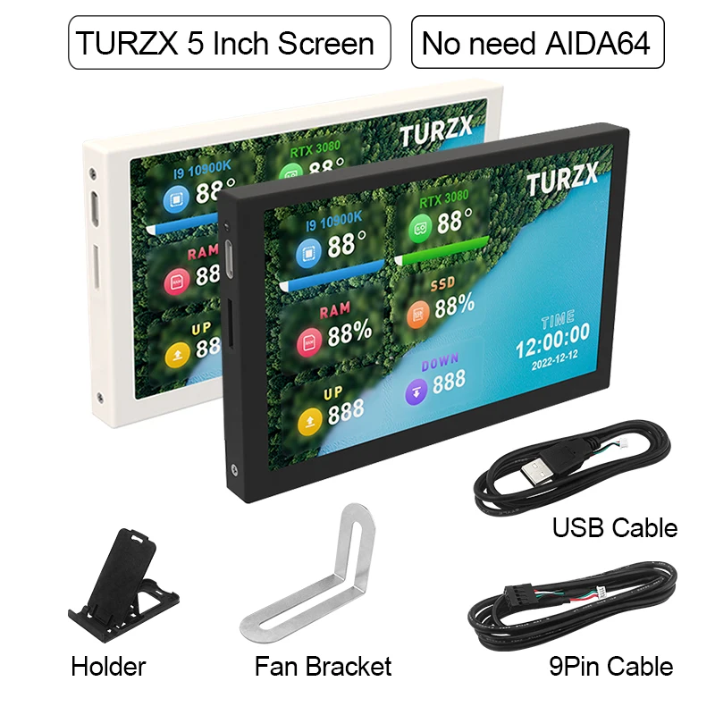 5 Inch IPS Type-C Secondary Screen Mini USB PC Display 800x480 CPU GPU RAM HDD Monitor Display No AIDA64