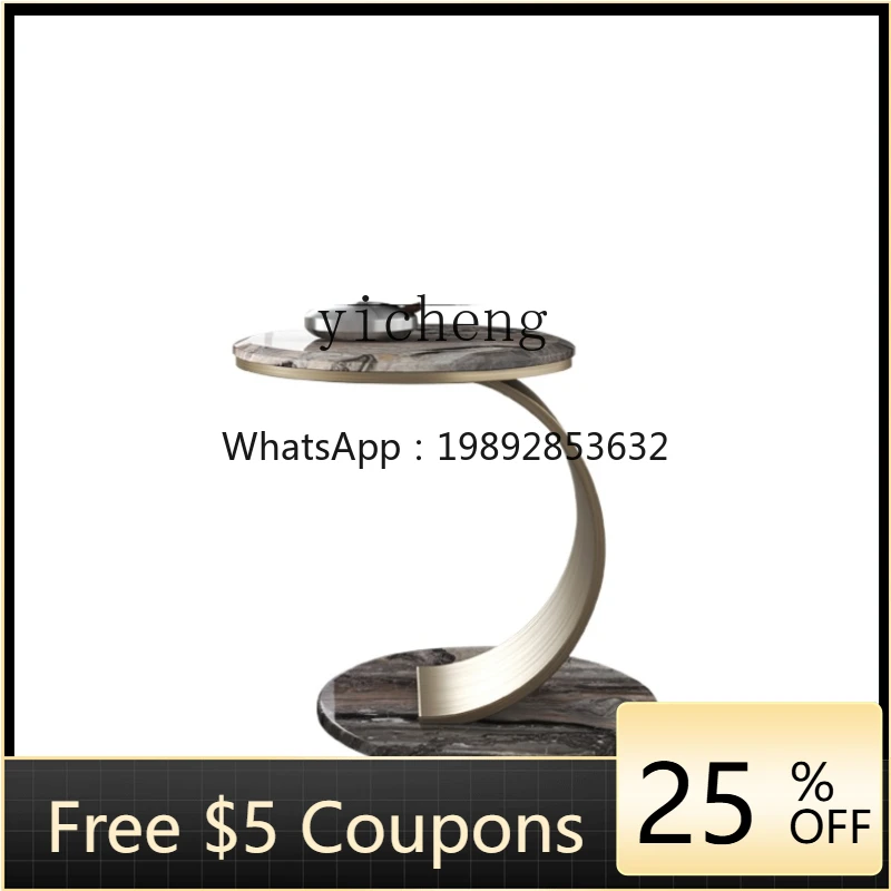 

ZTqh Natural Marble C Shape Side Table Light Luxury Italian Minimalist Sofa Corner Table