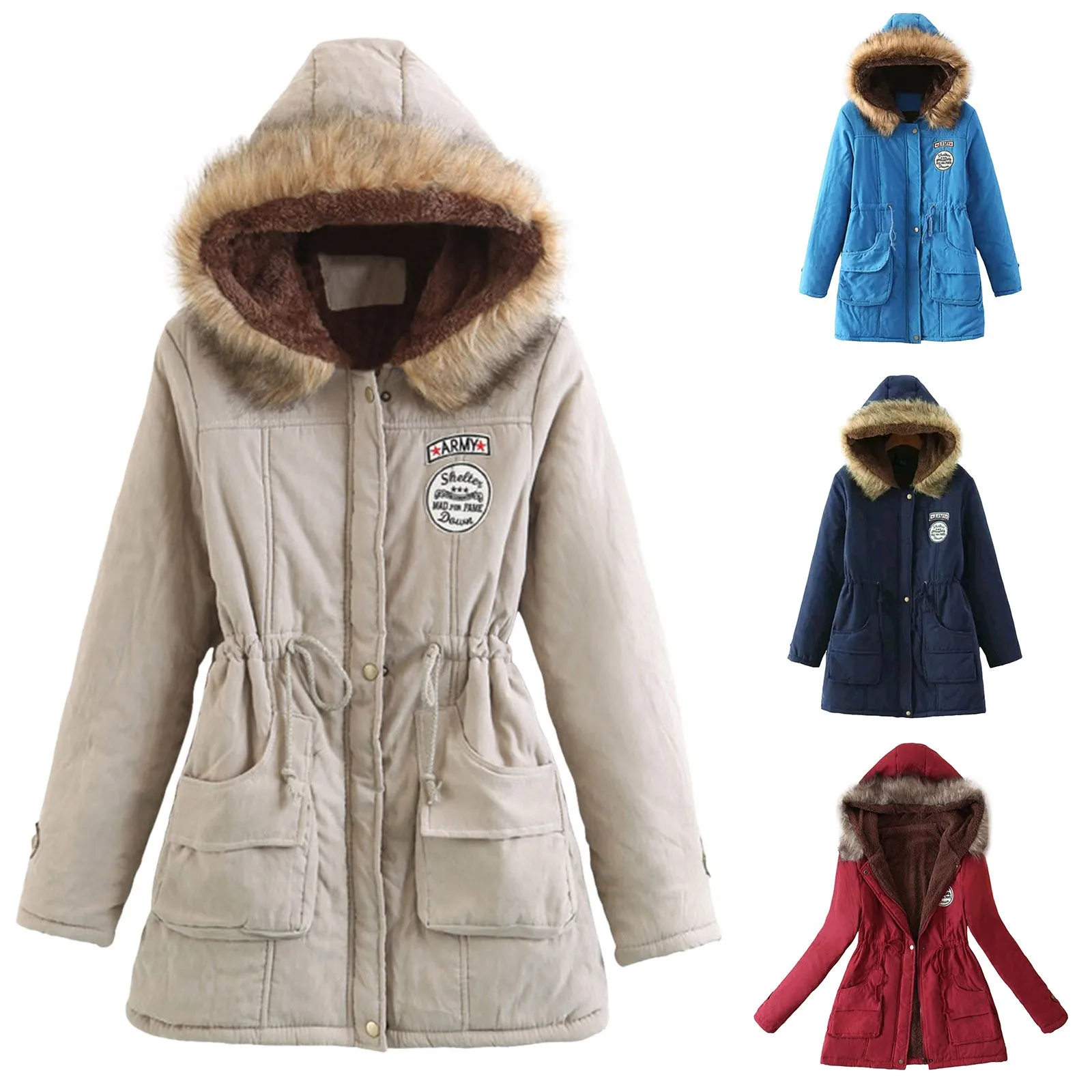 2024 Herfst Winter Vrouwen Warme Jas Gewatteerde Casual Slanke Jas Emboridery Capuchon Parka Gewatteerde Warme Overjas Abrigo Para Mujer