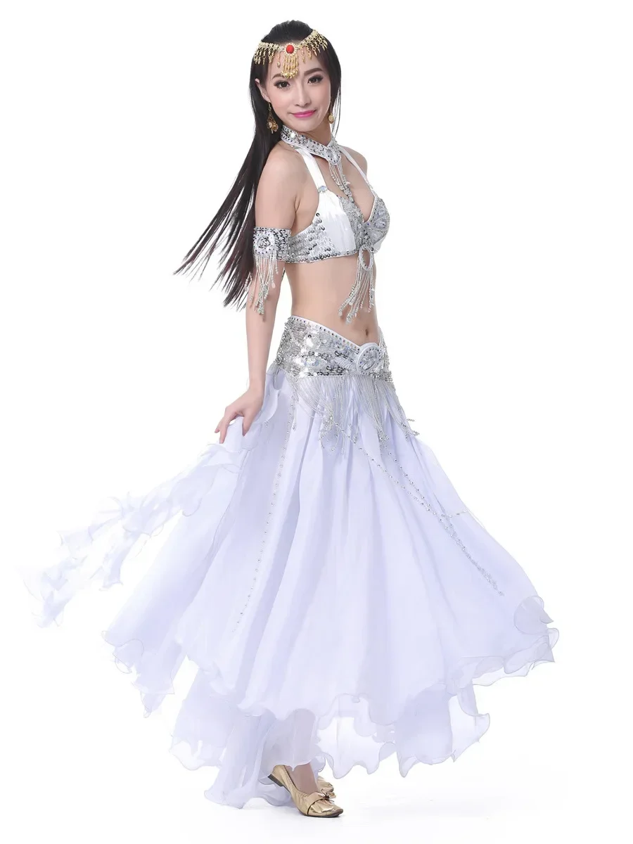 Split Chinese Folk Dance Belly gonne Performance abbigliamento latino Chiffon Stage Costume arabo donna Jazz Ruffle Women Dancer Skirt