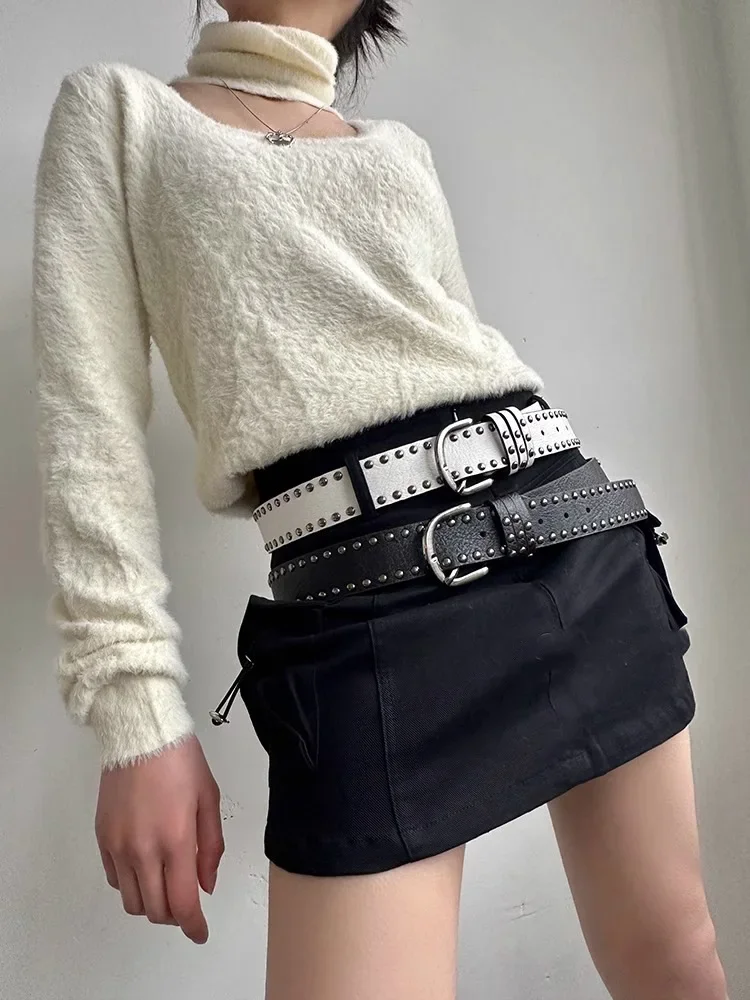 2025 New INS Style designer Korean Version Of Jeans Belt Red Brown Design Feeling N Retro Belt Female Belt