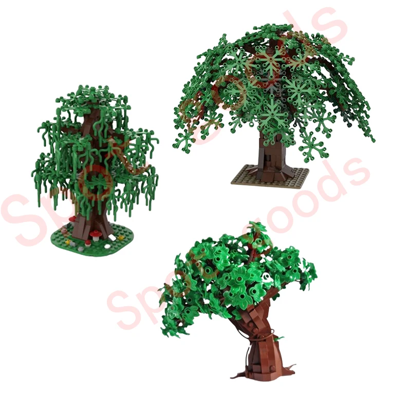 Spot MOC-102188 willow small green tree swamp tree plant small particles assembled building blocks tree house toy gift