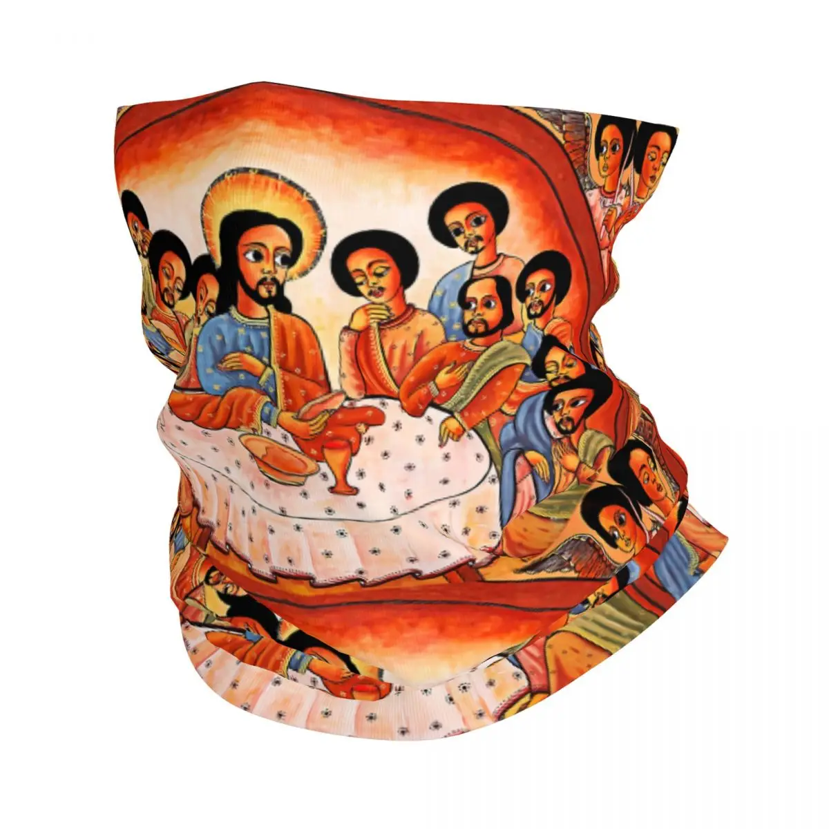 Last Supper Bandana Neck Gaiter Windproof Face Scarf Cover Women Men Ethiopian Christian Christ Jesus Headwear Tube Balaclava