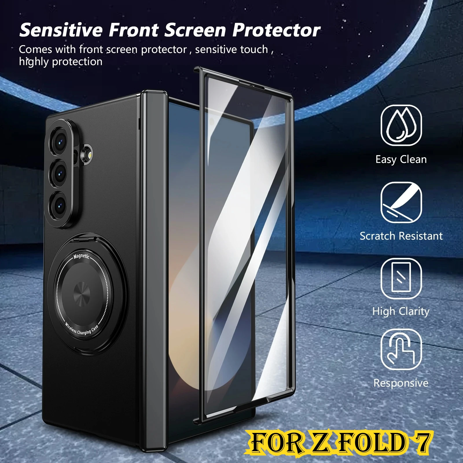 

360°Rotating Car Magnetic Holder Hinged Case for New Samsung Galaxy Z Fold 7 6 5 4 3 Screen Protector Film Lens Shockproof Cover