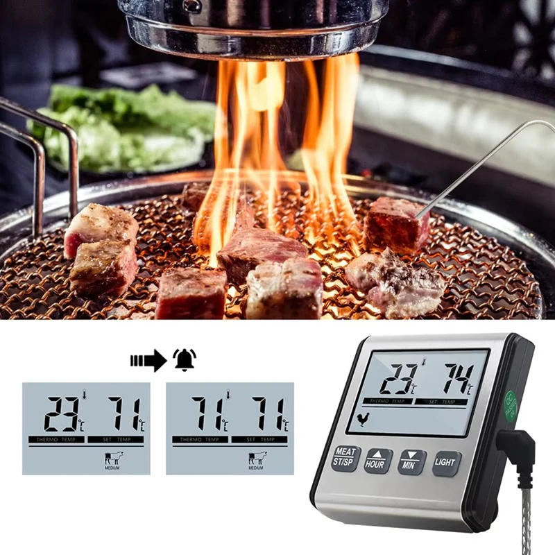 ABNO-TP710 Digital Timing Food Thermometer Temperature Meter With Timer-Function Meat Probe Electronic Kitchen Tools For BBQ