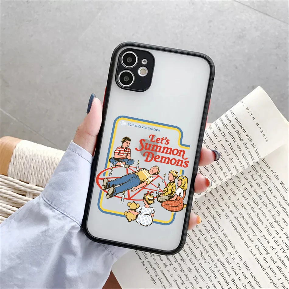 Funny Halloween Satan Vintage Let's Summon Demons Graphic Phone Case For iphone 11 12 13 14 15 16 Pro 14 15 16 Plus Black case