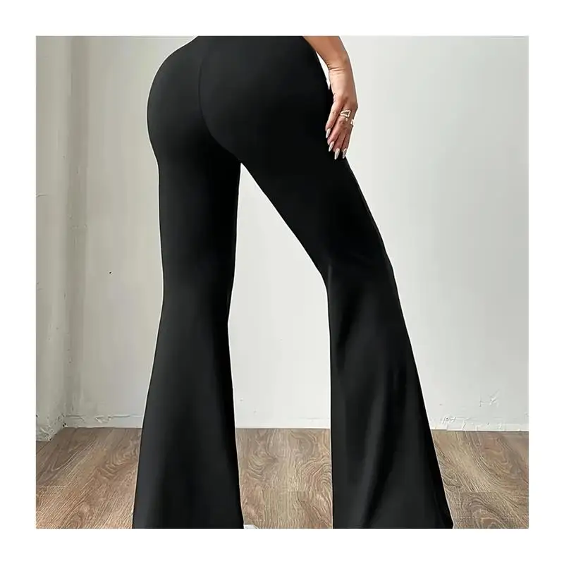 Hoge taille slim fit uitlopende faion broek lange broek voor dames zijden chiffon casual broek lente zomer collectie