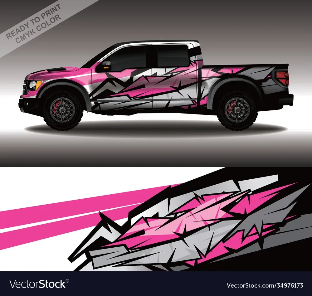 Pink Pickup Car Graphic Decal Full Body Racing Vinyl Wrap Car Full Wrap Sticker Decorative Car Decal Length 400cm Width 100cm