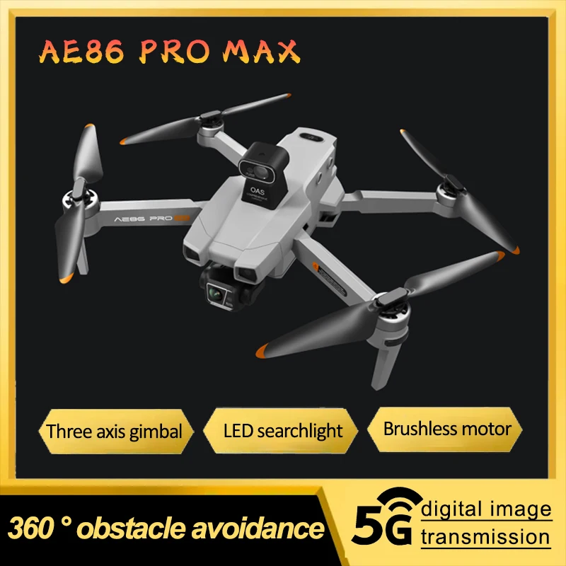 طائرة بدون طيار AE86Pro مع تجنب العقبات ، نقل الصور ، Gimbal 3 محاور ، وظيفة الكاميرا المزدوجة بدقة 8K HD ، ليزر بزاوية 5G ، جديد ، #1