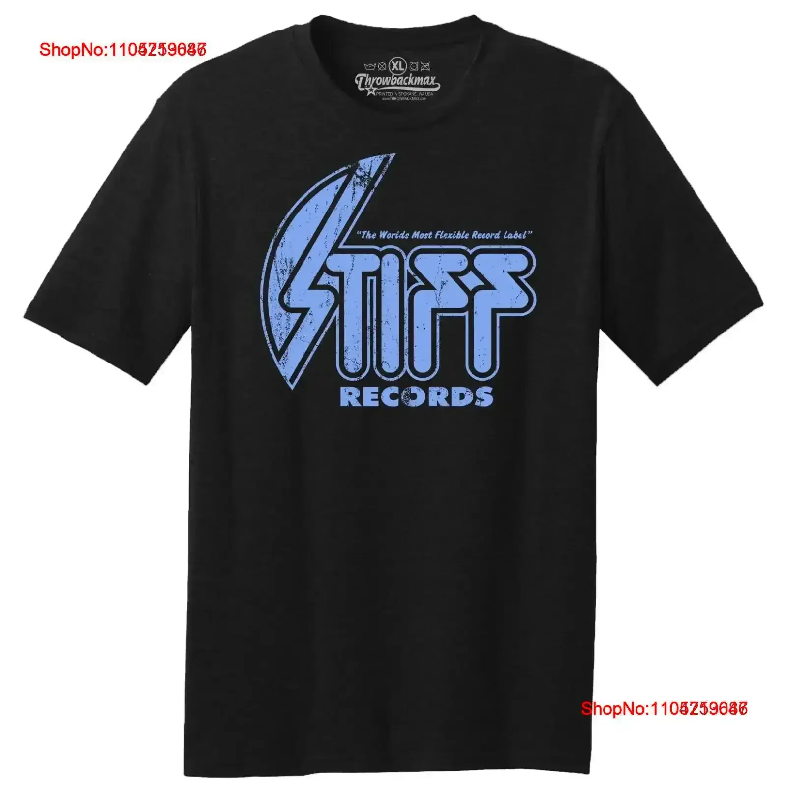 Throwbackmax Stiff Record Label Classic Cut Premium Tri Blend Black T Shirt vintage Washed homme Breathable Casual vintage