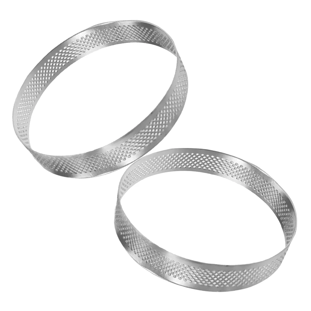 

2pcs Mousse Circle Mold Cake Dessert Stainless Steel Rings Molds Tart Pan Perforated Design Durable Material Versatile Use