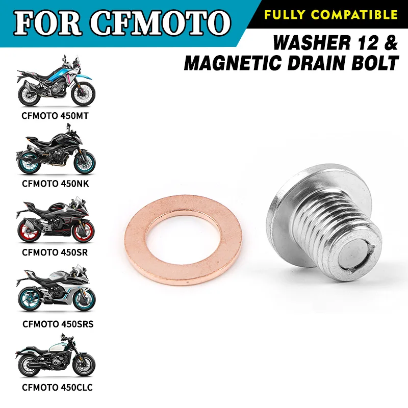 

For CFMOTO 450MT NK CLC SR Magnetic Oil Drain Plug Screw CF450 Moto Parts For Single&Double Swingarm Screw Washer Original