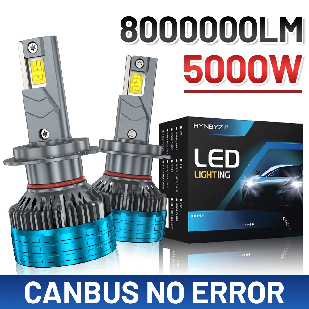 

2pcs H4 LED Canbus Car Headlight Super H11 H7 H1 9012 9006 HB4 9005 LED Lights Plug-N-Play Bulbs 5000W 6000K Auto Lamp