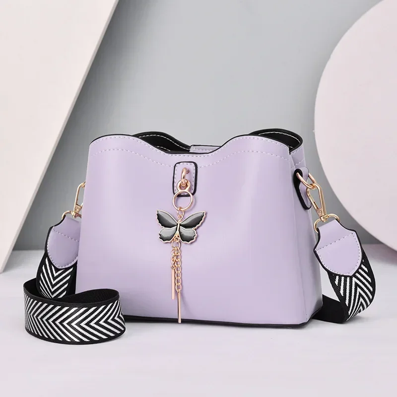 Bolso de mano blanco con borla de mariposa para mujer, bolsos de mensajero de cuero PU, bolso de hombro cruzado femenino, 2023