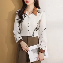 Spring Autumn New Fashion Turn-down Collar Long Sleeve Printing Blouses Women's Clothing Korean All-match Loose Button Shirts