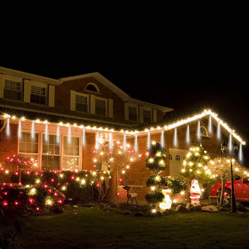 LED Solar meteoro tubo lâmpada, impermeável, pendurado, tubo, árvore de Natal, ao ar livre, amp