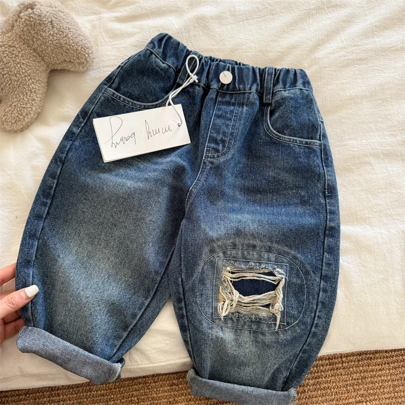1 2 3 4 5 6 7 Years Boys Denim Pants Spring Autumn Casual Kids Pants Hole Birthday Gift Fashion Boys Outdoor Children Clothing