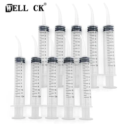 5Pcs/10Pcs/Pack Disposable Transparent Dental Irrigation Syringe With Curved Tip 12ml Dental Care