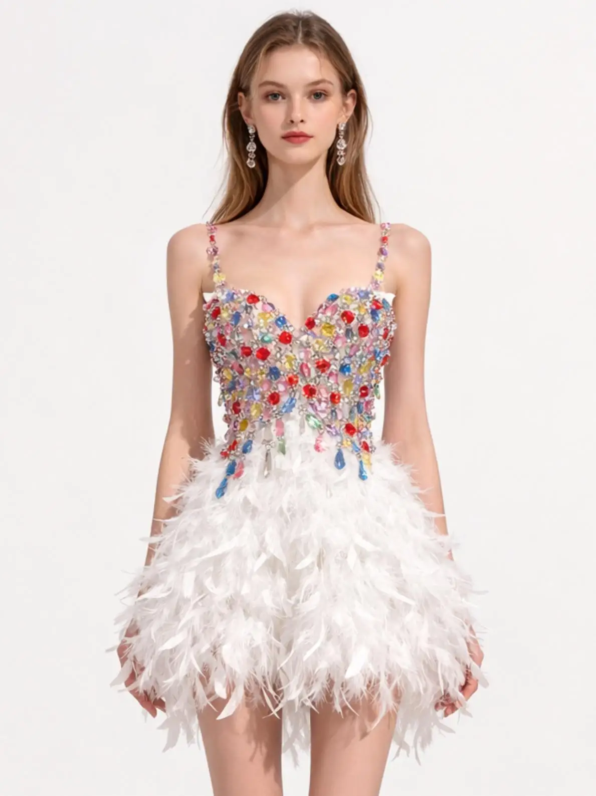 

Женский топ-халтер с радужными бусинами и камнями, сексуальный укороченный топ с бахромой, для вечеринок, клубов и фестивалей