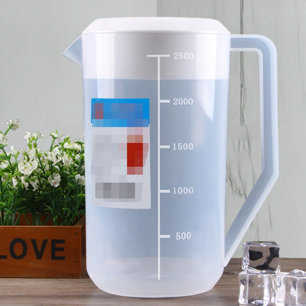 

Plastic Cold Water Pitcher Heat Resistant Large Capacity 5000ml Food Safe Lid Measurement Beverage Kettle for Home Party Picnic