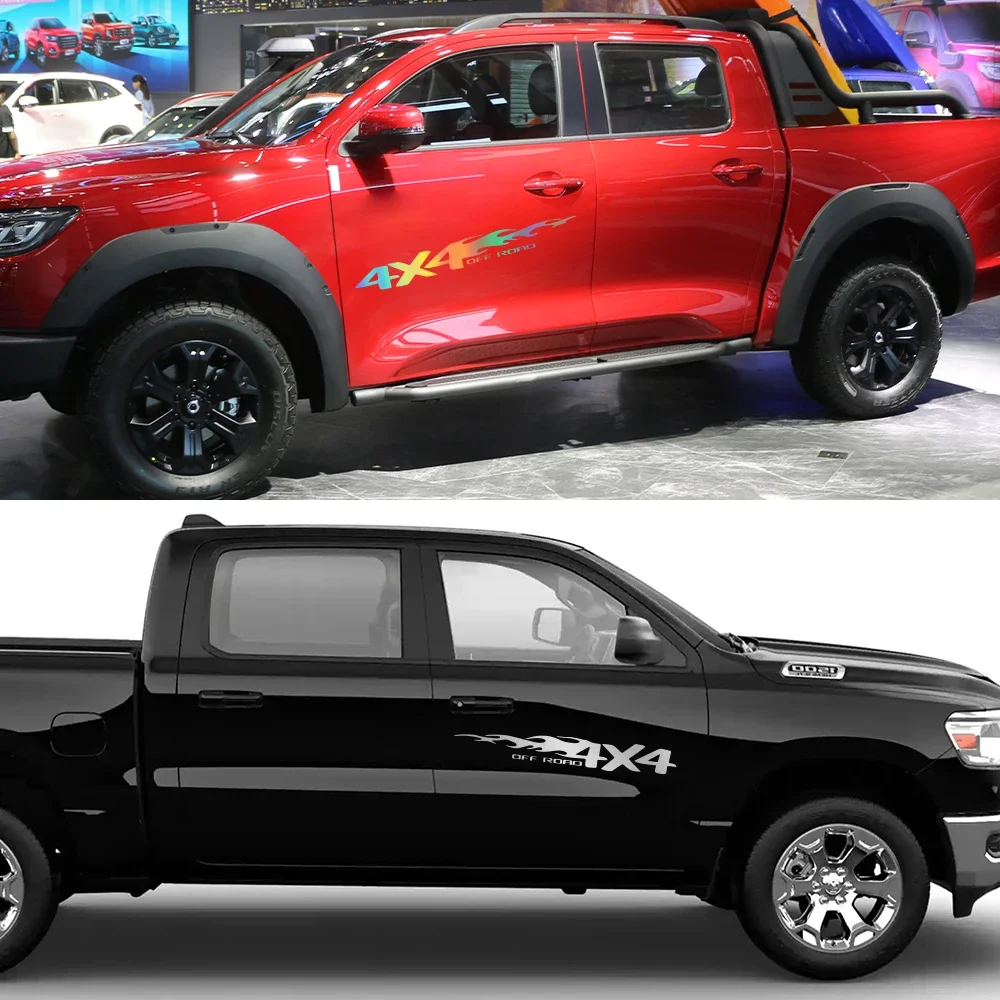 2PCS for Ford Ranger F150 Nissan Navara Mitsubishi L200 Triton Dodge RAM 1500 Pickup Truck Stickers Cool Car 4X4 Off Road Decals view 4
